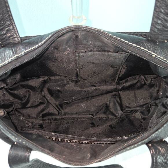 Sophia Visconti Pebble Leather Shoulder Strap Purse Satchel with White Stitching - Picture 8 of 9